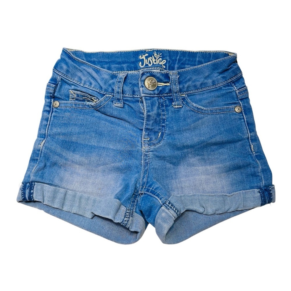 Justice Blue Denim Shorts with Cuffed Hem